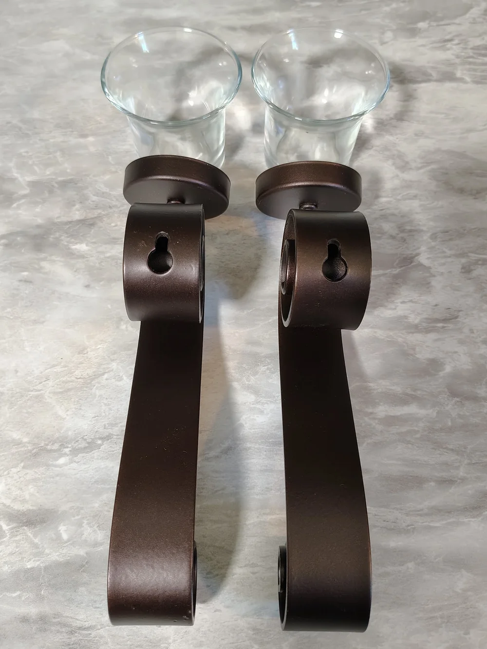 Better Homes And Gardens Bronze Scroll Votive Sconces with Clear Glass